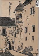 Zizers Erker Am Alten Schloss - Schuler's Goldseife - Litho Ch. Conradin - 11,5x16,5cm - Zizers