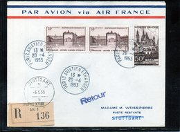Service Aéropostal Paris Stuttgard 20/04/1953 - 1960-.... Cartas & Documentos