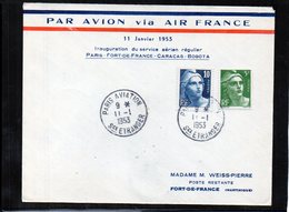 Inauguration Du Service Aéropostal Paris Fort De France 11/01/1953 - 1960-.... Cartas & Documentos