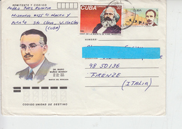 CUBA  1985 - Intero Postale Con Integrazione Tariffa - C.Marx - Cartas & Documentos