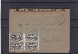 Silésie - Pologne - Lettre De 1922 - Oblit Murow - Exp Vers Berlin - Avec Bloc De 4 - Rare - Valeur 100 Euros - Schlesien