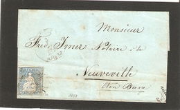 1858 Z23C  10cs Bleu Fil Rouge - Lettres & Documents