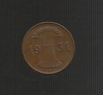 DEUTSCHLAND / GERMANY - Weimarer Republik - 1 REICHSPFENNIG ( 1931 F ) - 1 Renten- & 1 Reichspfennig