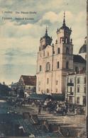 CPA Belarus Grodno Die Pfarrer Kirche Petit Marché Devant église Biélorussie Hrodna - Weißrussland