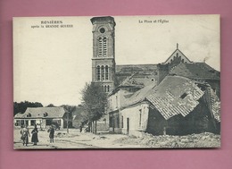 CPA  - Rosières Après La Grande Guerre - La Place Et L'église-  (pub Pharmacie , Amiens ) - Rosieres En Santerre