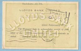 A052  -  LLOYDS  BANK LIMITED  - 23rd February 1931   LONDON  -   Banque De L'Afrique Occidentale  PARIS  +++++ - United Kingdom