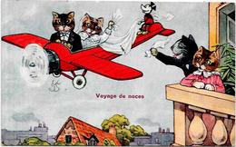 CPA Disney Walt Mickey Souris Mouse Mariage Chat Cat Position Humaine écrite Aviation - Autres & Non Classés