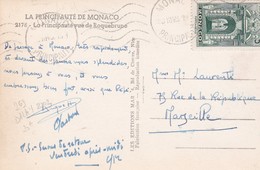 MONACO . Timbre 5 F Vert . Porte Du Palais Seul  S/ CPSM  9X14 . Principauté Vue De Roquebrune - Briefe U. Dokumente