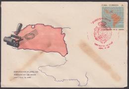 1965-CE-13 CUBA 1965 SPECIAL RED CANCEL. EXPO FILATELICA SANTIAGO DE LAS VEGAS. - Storia Postale