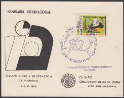 1966-CE-83 CUBA 1966 SPECIAL CANCEL QRL CARD. SEMINARIO TIEMPO LIBRE Y RECREACION - Cartas & Documentos