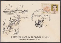 1967-CE-35 CUBA 1967 SPECIAL CANCEL. CLAUSURA EXPO FILATELICA SANTIAGO DE CUBA. DESEMBARCO DEL GRANMA. - Briefe U. Dokumente