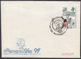 1991-CE-42 CUBA 1991 SPECIAL CANCEL. PANAMFILEX EXPO. DIA DEL BALONCESTO. BASKETBALL. - Brieven En Documenten