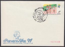 1991-CE-44 CUBA 1991 SPECIAL CANCEL. PANAMFILEX EXPO. DIA DEL ATLETISMO. ATHLETISM - Lettres & Documents