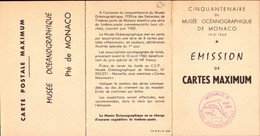 Monaco, Cinquantenaire Du Musee, Emission De Carte Maximum, Avec Carte Bon De Commande   (bon Etat) - Cartas & Documentos