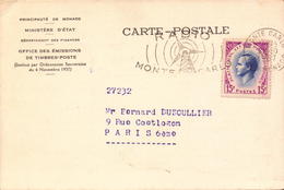 Monaco, Carte Postale, Ministere D Etat, Communiqué, 1957     (bon Etat) - Lettres & Documents