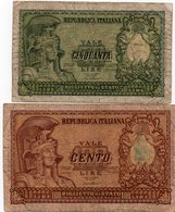 ITALIA-50,100 LIRE-1951- P-91,92 - 50 Lire