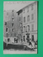 CPA CALLAS PLACE DE LA MAIRIE (83 Var) 1906 CACHET LANCOURS BOUCHES DU RHONE CACHET AMBOULANT NICE A DRAGUIGNAN - Callas