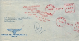 1938 , NORUEGA , SOBRE CIRCULADO , OSLO - COPENHAGUE , FRANQUEO MECÁNICO - Briefe U. Dokumente