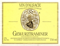 Etiket Etiquette - Vin - Wijn - D'Alsace - Gewurztraminer - Gewürztraminer