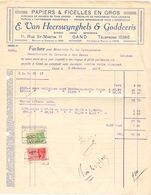 Factuur Facture - Papiers & Ficelles - E. Van Heerswynghels & Godderis - Gand Gent 1935 - Imprimerie & Papeterie