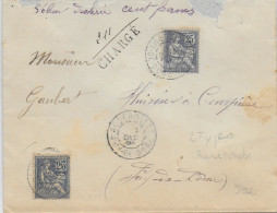 1904 - TYPES MOUCHON DIFFERENTS (RARE) Sur LETTRE CHARGEE De AUGEROLLES (PUY DE DOME) - 1900-02 Mouchon