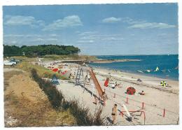Delcampe - CPSM BEG MEIL TRES ANIMEE, JEUX D'ENFANTS SUR LA PLAGE, TOBOGGAN, PLAGE DE KERAMBIGORN, FINISTERE 29 - Beg Meil
