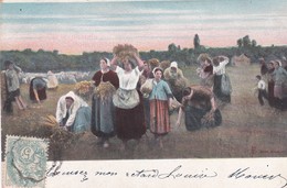 Tableau . Groupe De Femmes Après La MOISSON  Par V.S. (Glaneuses ?) - Peintures & Tableaux