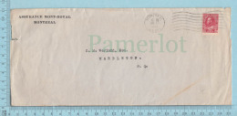 Canada -  # 125, 1912 Admiral 8 Vertical, Coil Stamp,  Commerciale  Envelope, Assurance Mont Royal Montreal - Covers & Documents