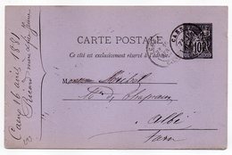 1882--entier Carte Postale SAGE 10c Noir -cachets CAEN-Calvados  Et  ALBI--Tarn-cachet RIDARD & Cie - Cartes Postales Types Et TSC (avant 1995)
