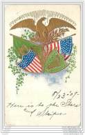 USA - Embroiled Postcard - Here Is To The Stars And Stripes 1907 - Posted From McPherson KS - Autres & Non Classés