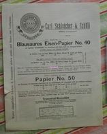 Papier Carl Schleicher Und Schüll, Düren Rheinland - Blausaures Eisen Papier N°40 - 1885 - Imprimerie & Papeterie