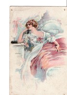 Illustrateur  USABAL.   5555.  Femme Au Téléphone, Dans Son Lit. ART NOUVEAU. - Usabal