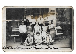 FAMILLE DEVANT CAFE COMMERCE - POUR CHASSEUR DU 4 EME BCP SECTION HORS RANG - CARTE PHOTO - Caffé