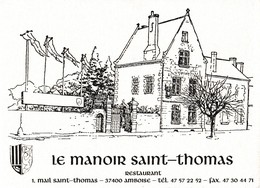 AMBOISE. -  Restaurant LE MANOIR SAINT-THOMAS. Carte Rare - Amboise