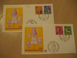 Yvert 551/4 BONN 1971 FDC Cancel 2 Cover GERMANY Puppet Puppets Marionette Marionettes - Marionnetten