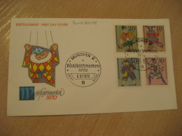 Harlekin Clown Yvert 501/4 BONN 1970 FDC Cancel Cover GERMANY Puppet Puppets Marionette Marionettes - Puppets