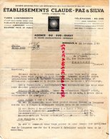33 - BORDEAUX -  LETTRE ETS. CLAUDE PAZ & SILVA- CLAUDE LUMIERE- TUBES LUMINESCENTS-PUBLICITE ECLAIRAGE-1948 - Elektrizität & Gas