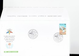 ANDORRA 1991 -RARITY  SPECIAL FDC SUR PAPIER COMITÉ OLIMPIQUE ANDORRA - EXPO PHILATELIQUE THEME "ESPORTS" CANILLO OBL.21 - Storia Postale