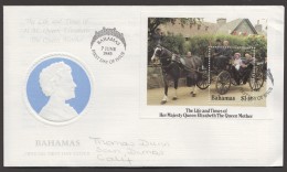 1984 Queen Mother 85th Birthday  -   Souvenir Sheet On FDC - Bahama's (1973-...)