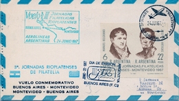 1967 , ARGENTINA , VUELO CONMEMORATIVO BUENOS AIRES - MONTEVIDEO , MONTEVIDEO - BUENOS AIRES - Covers & Documents