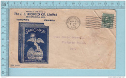 Canada - Commercial Envelope J.L. Nichols Books Toronto Send To Sturgeon Falls Ont. Cover 1915 - Covers & Documents