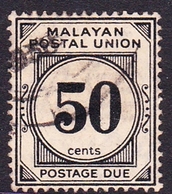 Malayan Postal Union D6 1936 Postage Due 50c Black, Used - Malayan Postal Union