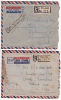 2 Diff Registered Airmail, Malacca, Kuala Lipis, Pahang, Malaya To India Used 1952, As Scan - Malacca