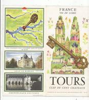 Dépliant Touristique , 37 , TOURS , Clef De Cent Chateaux, Plans , 8 Pages , 2 Scans , Frais Fr 1.45 E - Dépliants Touristiques