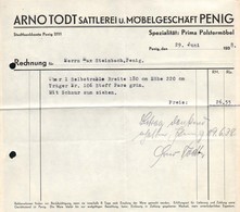 B4580 - Penig - Arno Todt - Sattlerei Möbel Polstermöbel - Rechnung 1938 - 1900 – 1949