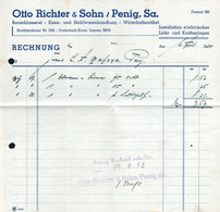 B4589 - Penig - Otto Richter & Sohn - Schlosserei Eisen Und Stahlwaren - Rechnung 1938 - 1900 – 1949