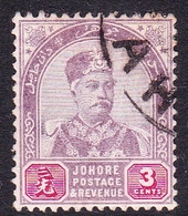 Malaysia-Johore SG 23 1891 Sultan Aboubakar, 3c Dull Purple And Carmine, Used - Johore