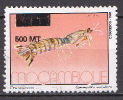 Mozambique Used Overprinted Revalued Stamp - Crostacei
