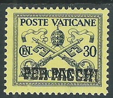 1931 VATICANO PACCHI POSTALI 30 CENT MH * - ED9-6 - Pacchi Postali