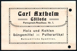 B4600 - Cölleda - Carl Axthelm - Holz Kohlen Düngemittel Futterartikel  - Rechnung Quittung 1919 - 1900 – 1949